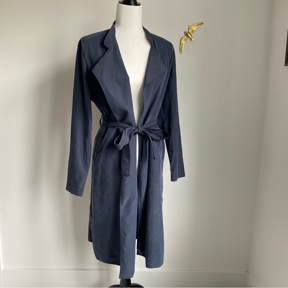 American Apparel |  Navy Blue Trench Coat with Tie Belt